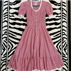 Vintage Byer Too Gingham Prairie Dress Puff Sleeve Boho Cottagecore Western